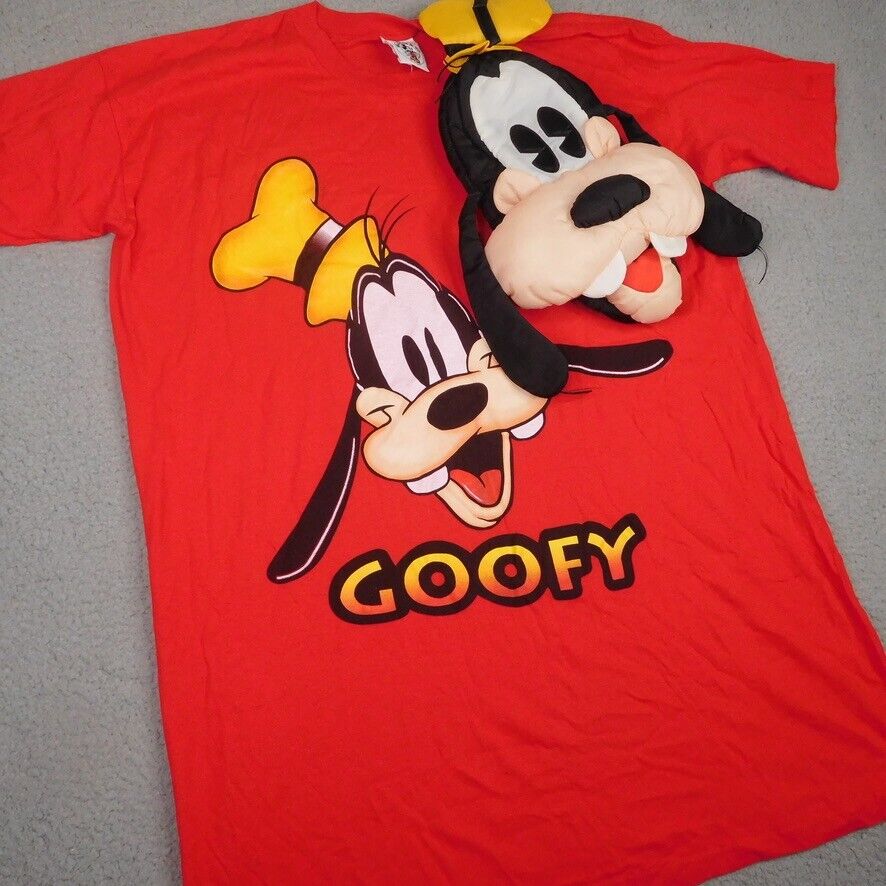 Vintage Disney Goofy Sleepy Heads Fun Pouch and Sleep T-Shirt Red 90s Adult OSFA
