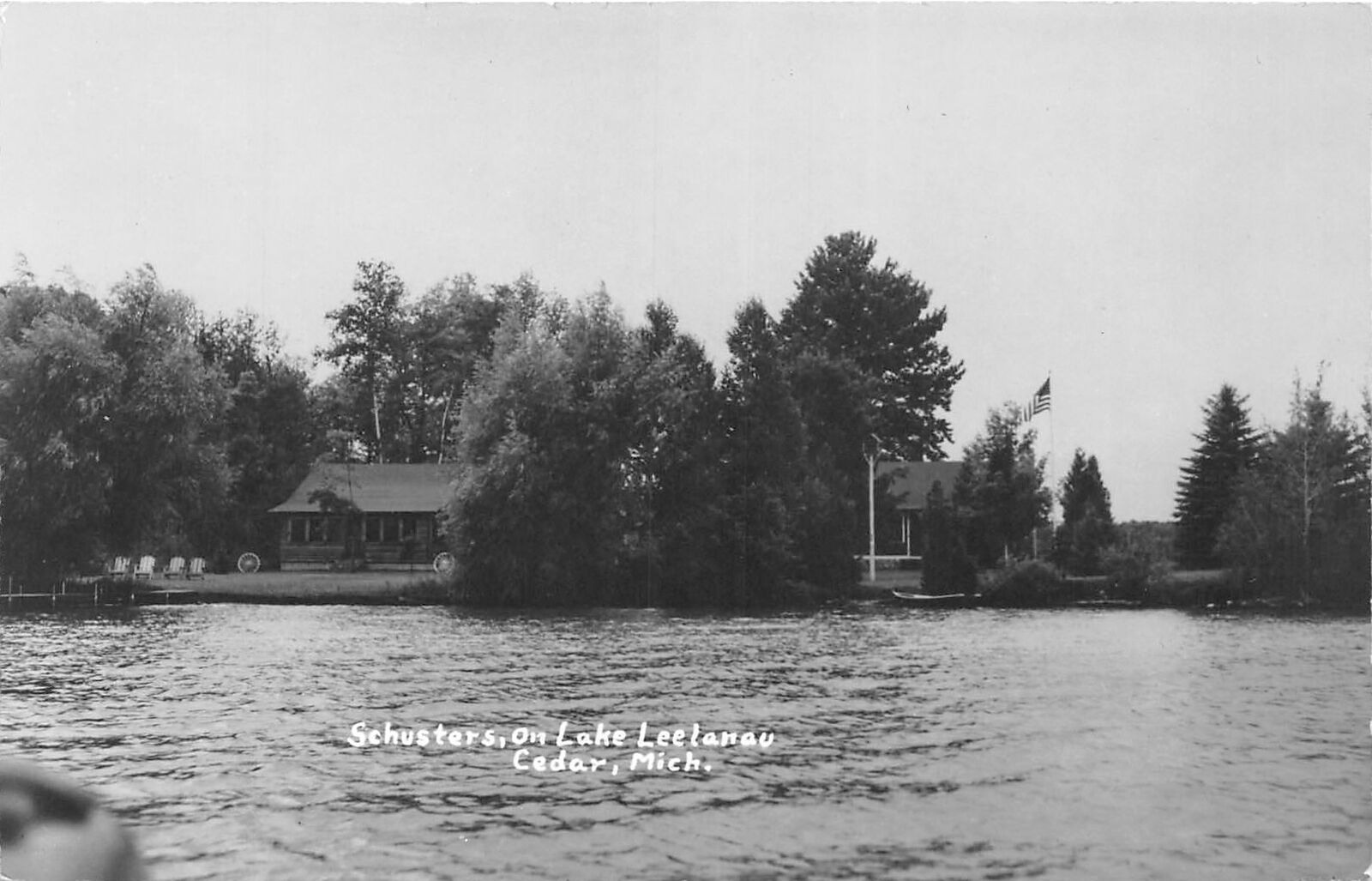 J48/ Cedar Michigan RPPC Postcard c1950s Lake Leelanau Schusters Resort 337