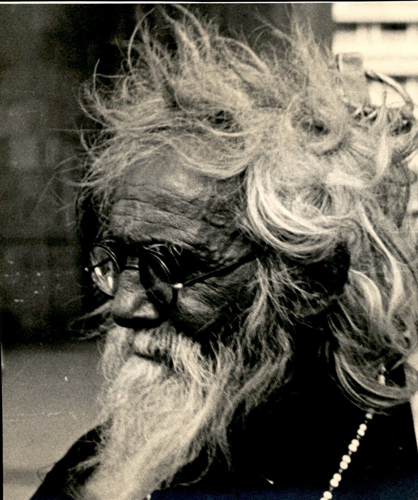 GA145 Original Photo CRAZY HAIR OLD MAN WITH LONG WHITE BEARD Artistic Portrait