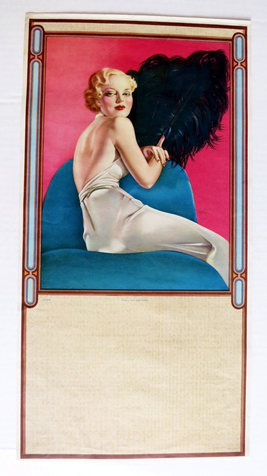 Vintage 1935 Alerto Vargas Pinup Picture Calendar Call Up Anytime