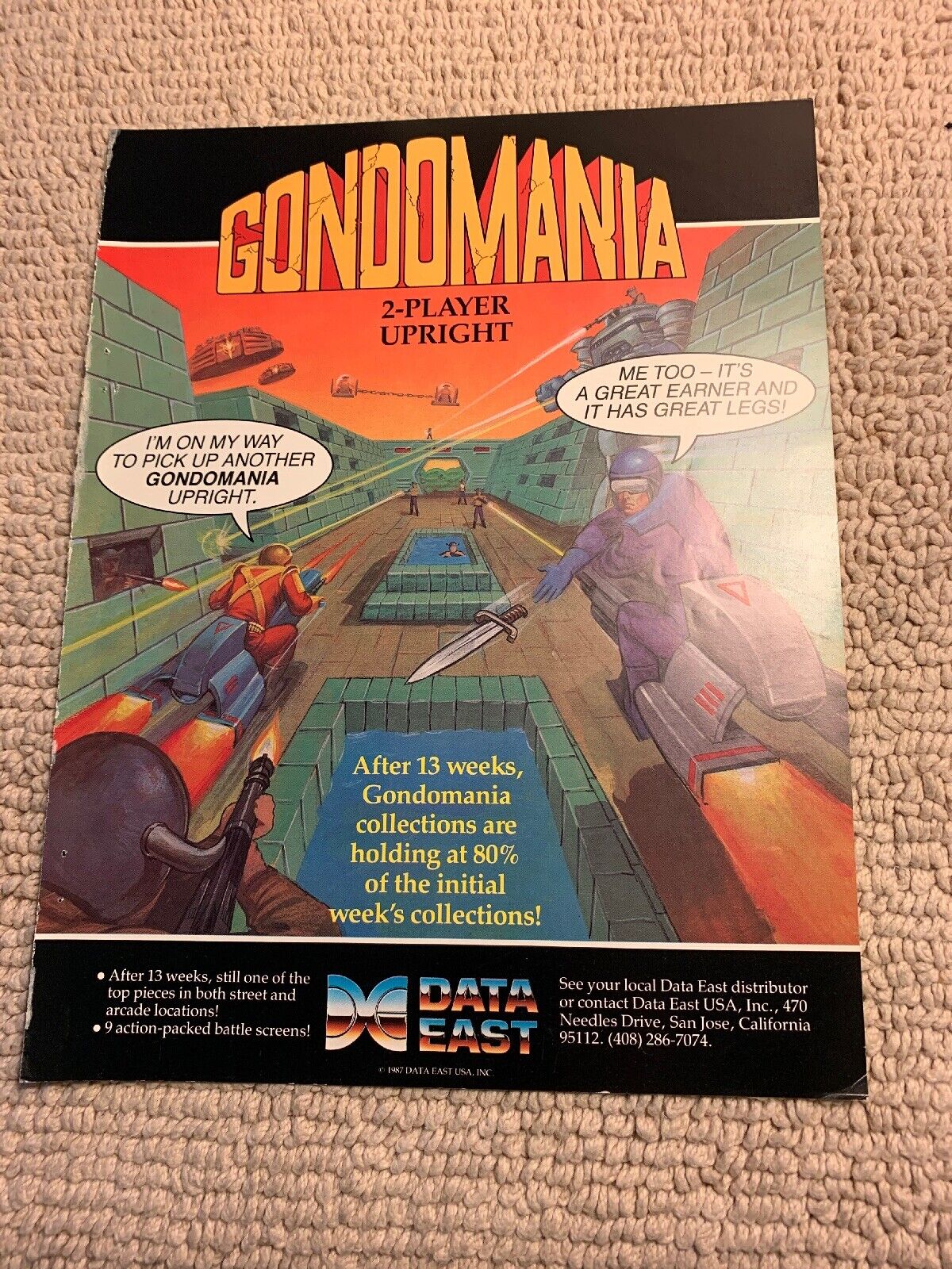 11- 8.5'' Gondomania Data East arcade video game AD FLYER