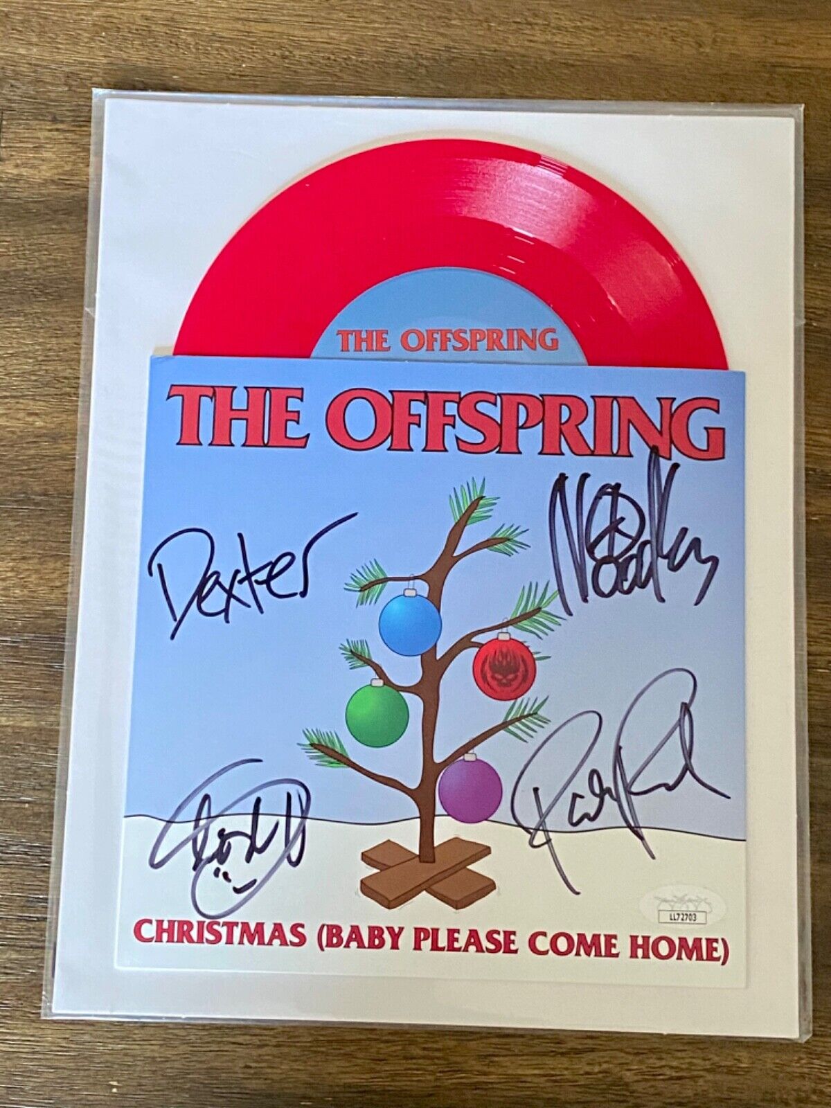 THE OFFSPRING SIGNED CHRISTMAS BABY PLEASE COME HOME VINYL AUTOGRAPH JSA COA