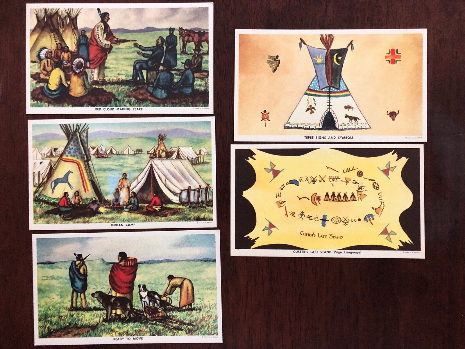 Lot of 5 Postcards Andrew Standing Soldier Native American Artist