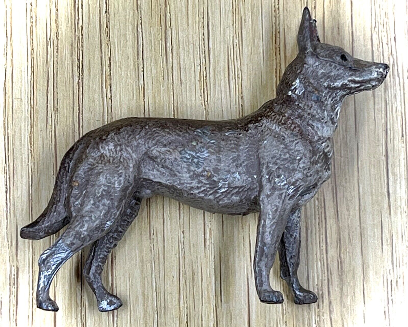 Antique German Dog, Cast Metal, Pewter? Figure, Marked Germany, Rare Collectible