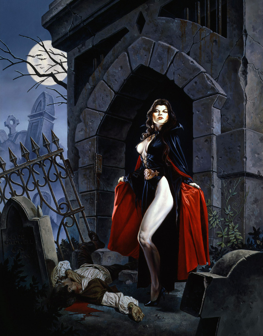 Clyde Caldwell SIGNED Ravenloft AD&D TSR RPG Art Print ~ Midnight Snack Vampire