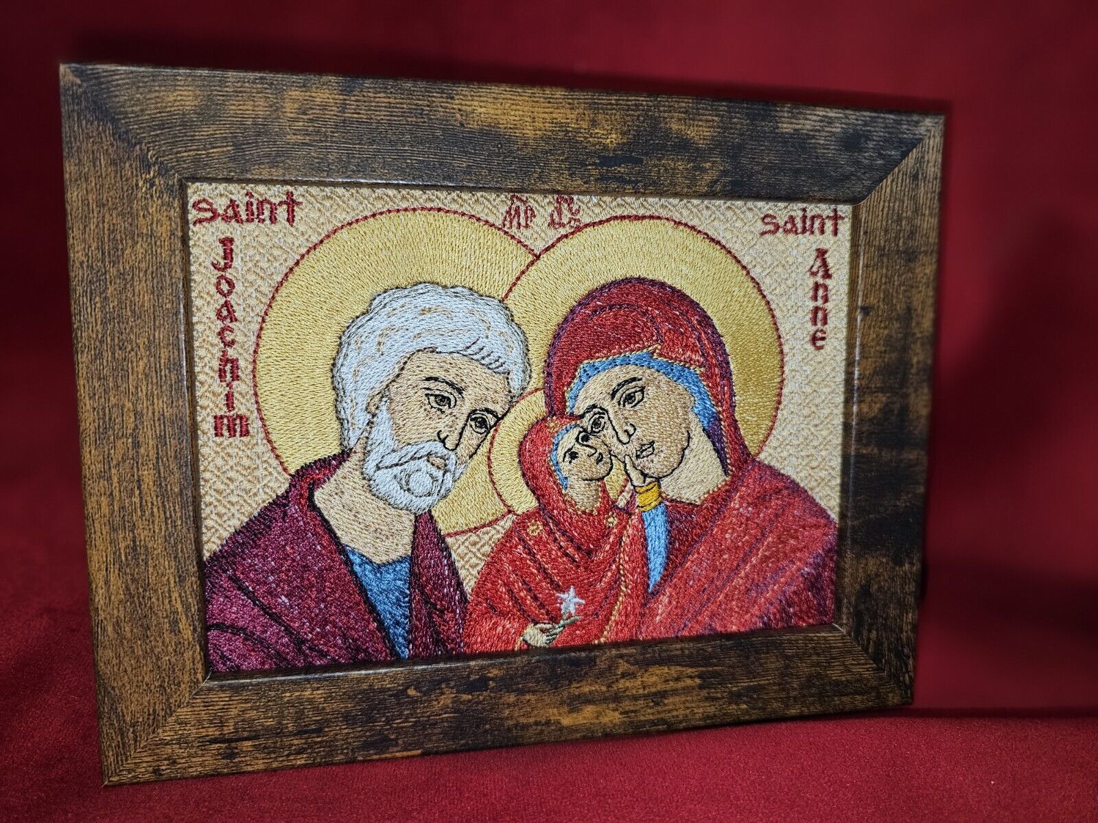 5x7 Saints Joachim And Anne, Embroidered Byzantine Orthodox Christian Icon