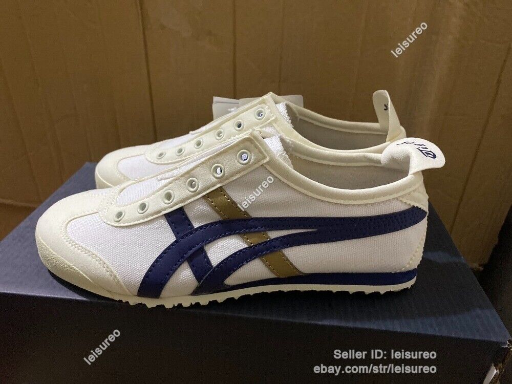 Trendy Cream/Peacoat Onitsuka Tiger MEXICO 66 SLIP-ON Sneakers Unisex Shoes NEW