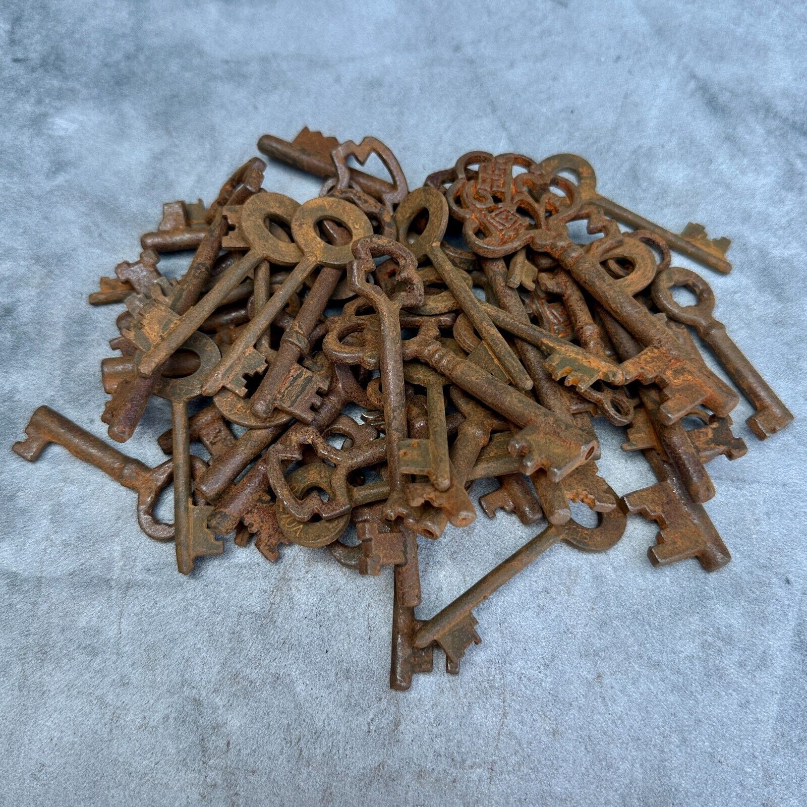 Antique Vintage Style 19th Century Cast Iron Keys Lot of 50