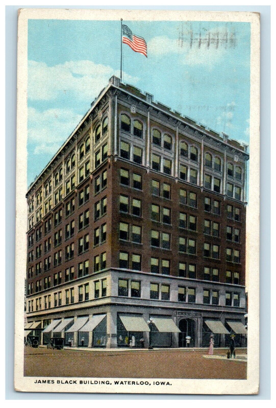 1921 James Black Building Street View Waterloo Iowa IA Posted Vintage Postcard