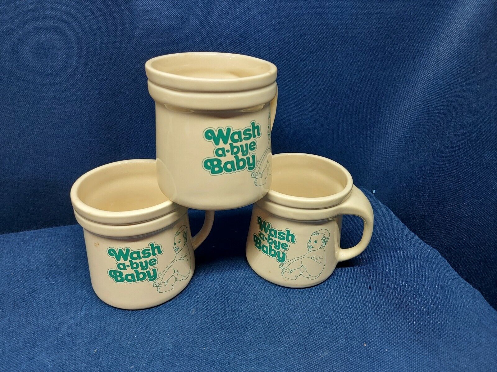 Vintage Wash-A-Bye Baby Collector's Mugs Set/3 Rare Find