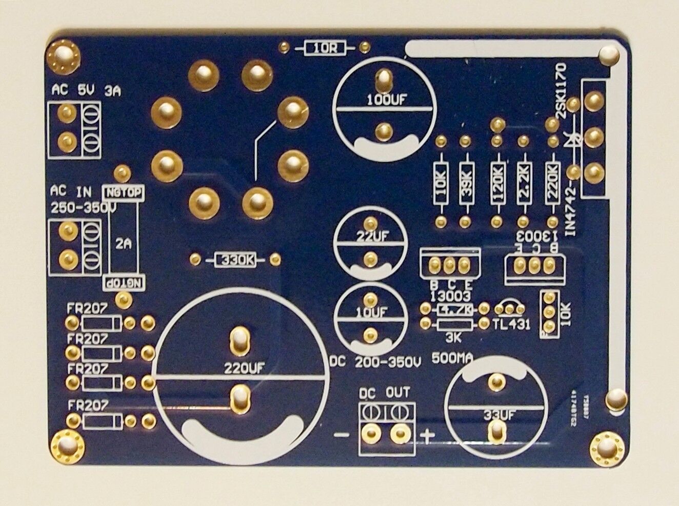 Kubota low noise HV regulator w/soft-starting for tube amplifiers PCB 