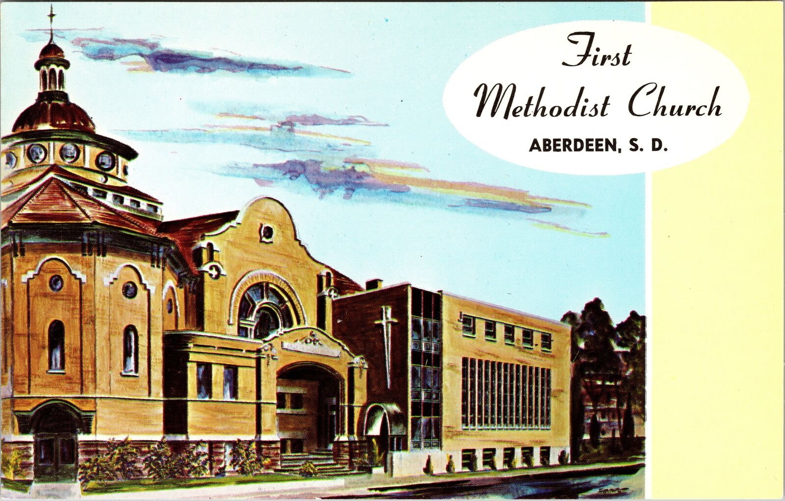Aberdeen SD-South Dakota, First Methodist Church, Vintage Postcard