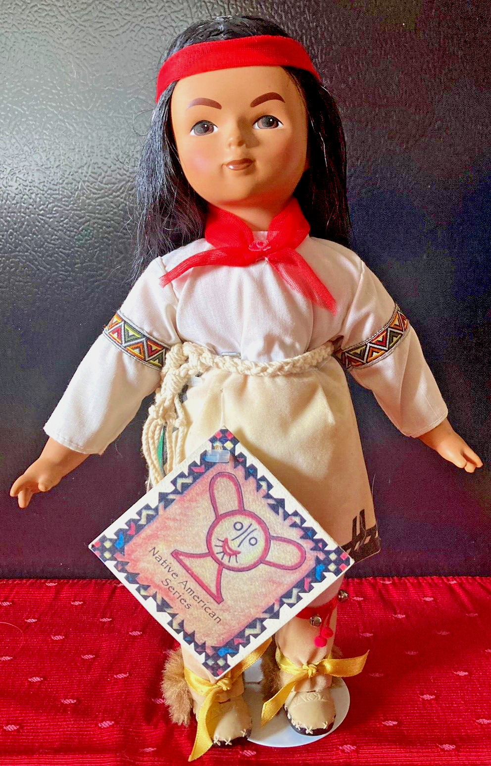 Pueblo Brave Young Hawk Porcelain Sandy Doll Native American 1995 Excellent Vtg.