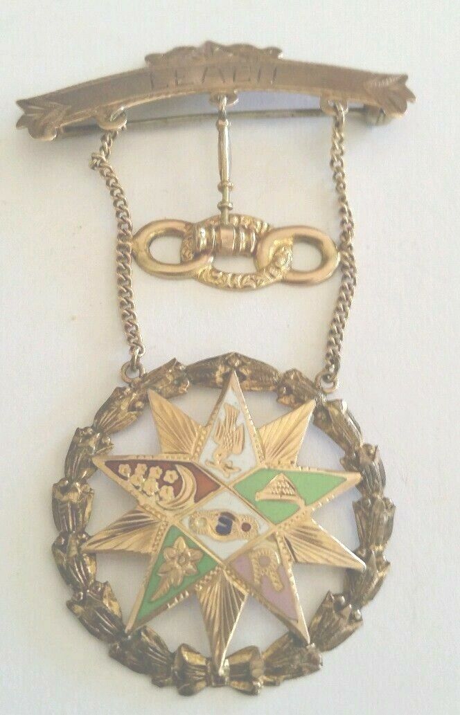 Vintage Antique 14K Enamel ODD FELLOWS Medal Brooch Pin Jewel Lodge #659