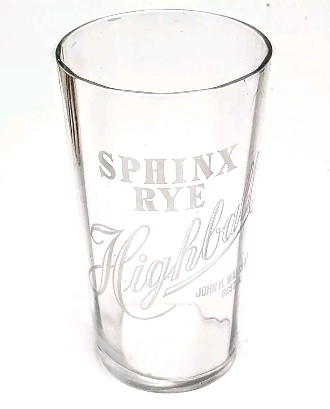 Antique Pre Prohibition Sphinx Rye Highball John Walsh & Co Etched Whiskey Glass