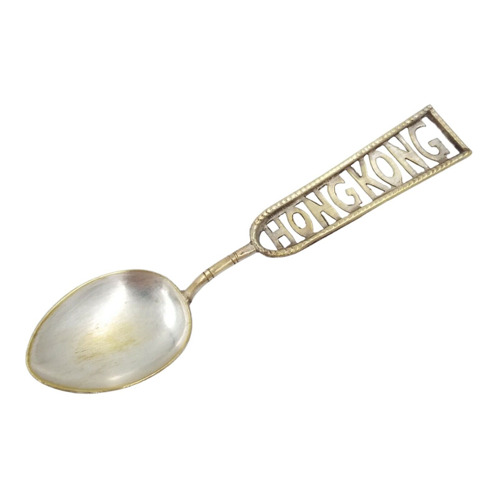 Vintage Hong Kong Souvenir Spoon Collectible Silverplate Cutout Pierced