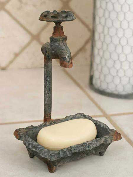 Country/Primitive/Farmhouse/Cottage Cast Iron Water Faucet Soap Dish Holder