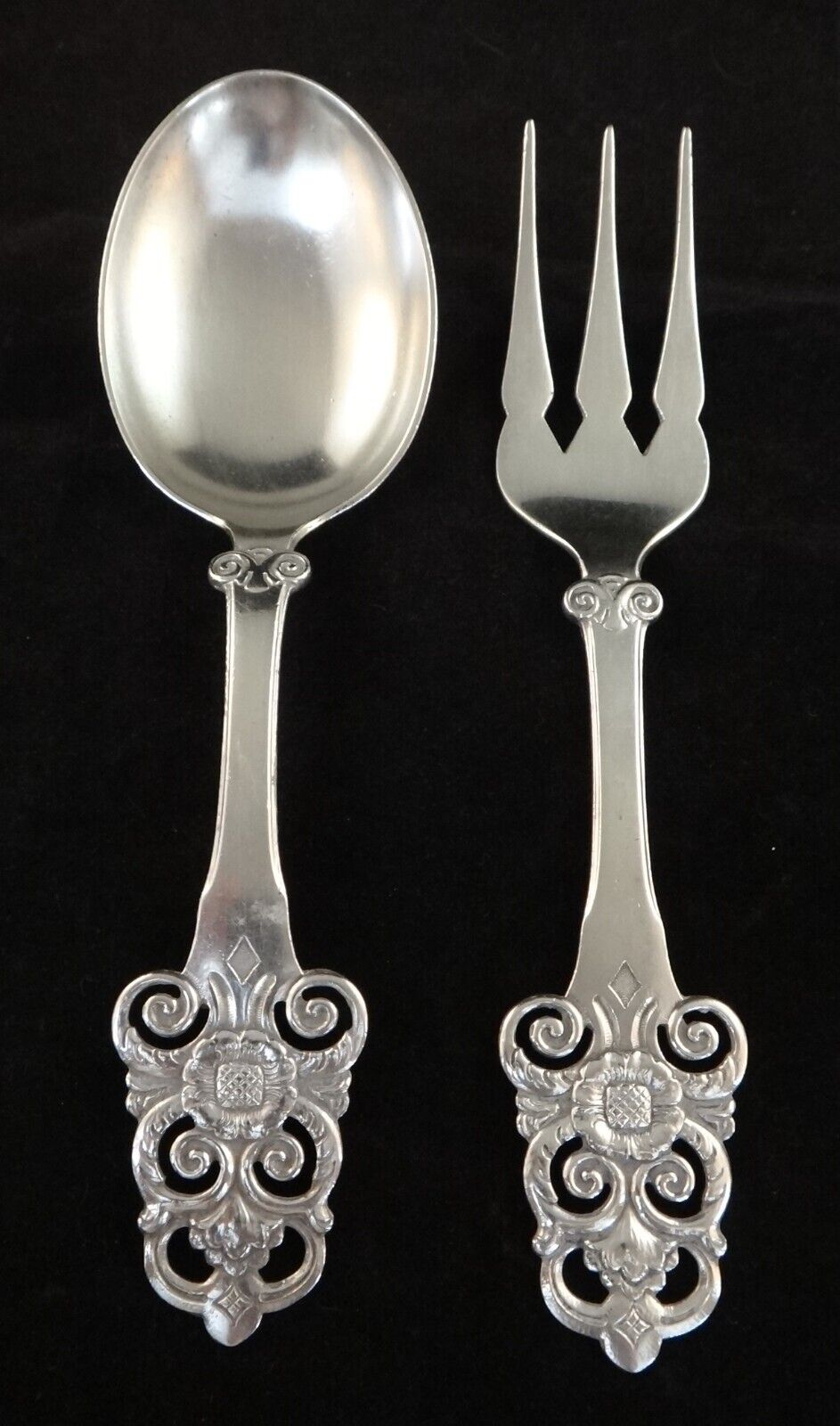 Antique Norway 830 - Kristian M. Hestenes -Silver Serving Spoon & Fork. 7 ½”