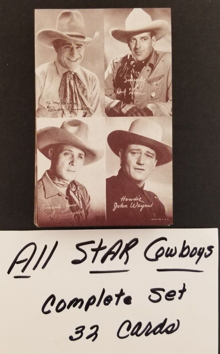 Vintage (Set of 32) 1940\'s All Star Cowboys Western Penny Arcade Cards