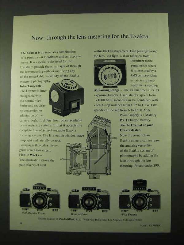 1969 Exakta Camera and Examat Viewfinder Ad