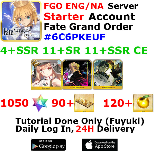 [ENG/NA][INST] FGO / Fate Grand Order Starter Account 4+SSR 90+Tix 1070+SQ #6C6P