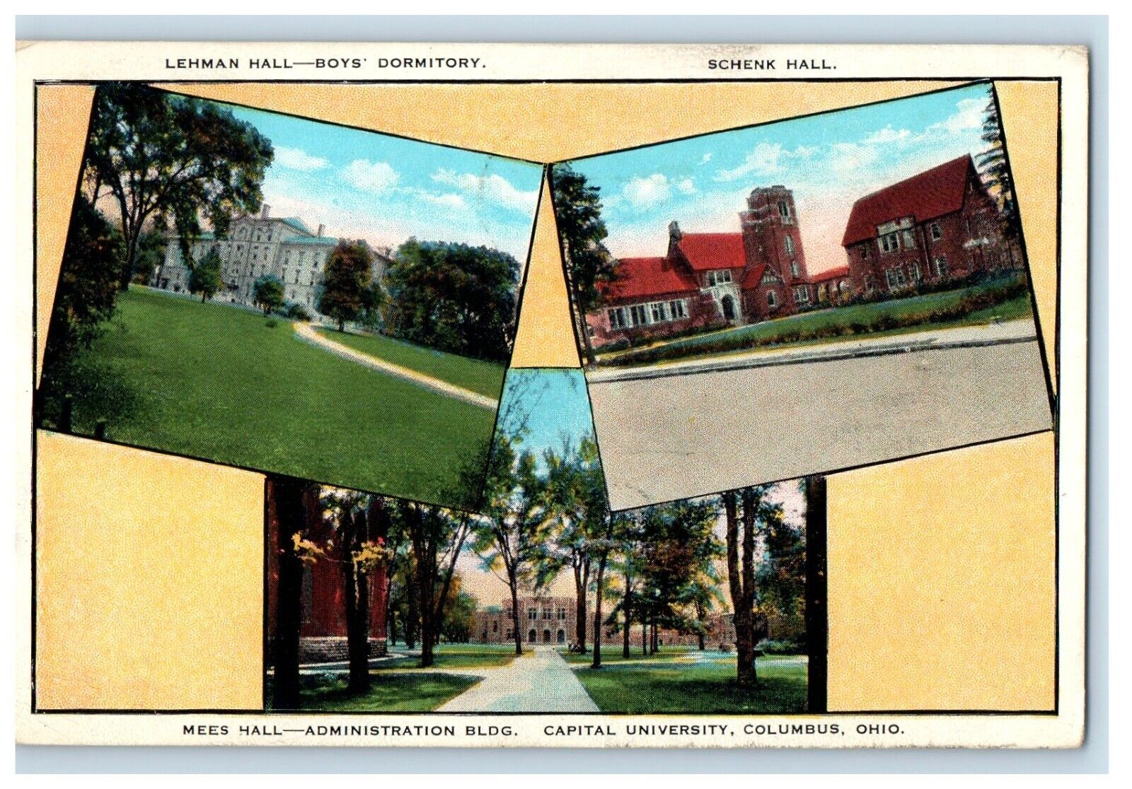 1935 Mees Hall Administration Bldg. Capital University Columbus Ohio OH Postcard