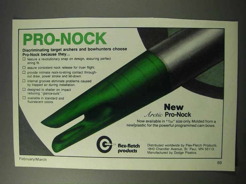 1986 Flex-Fletch Products Archery Ad - Arctic Pro-Nock