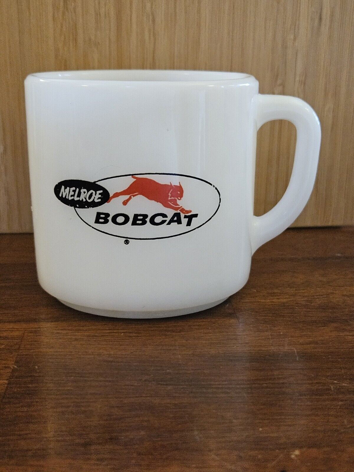 Vintage Melroe Bobcat Federal Milk glass White Coffee Cup Mug Excavator