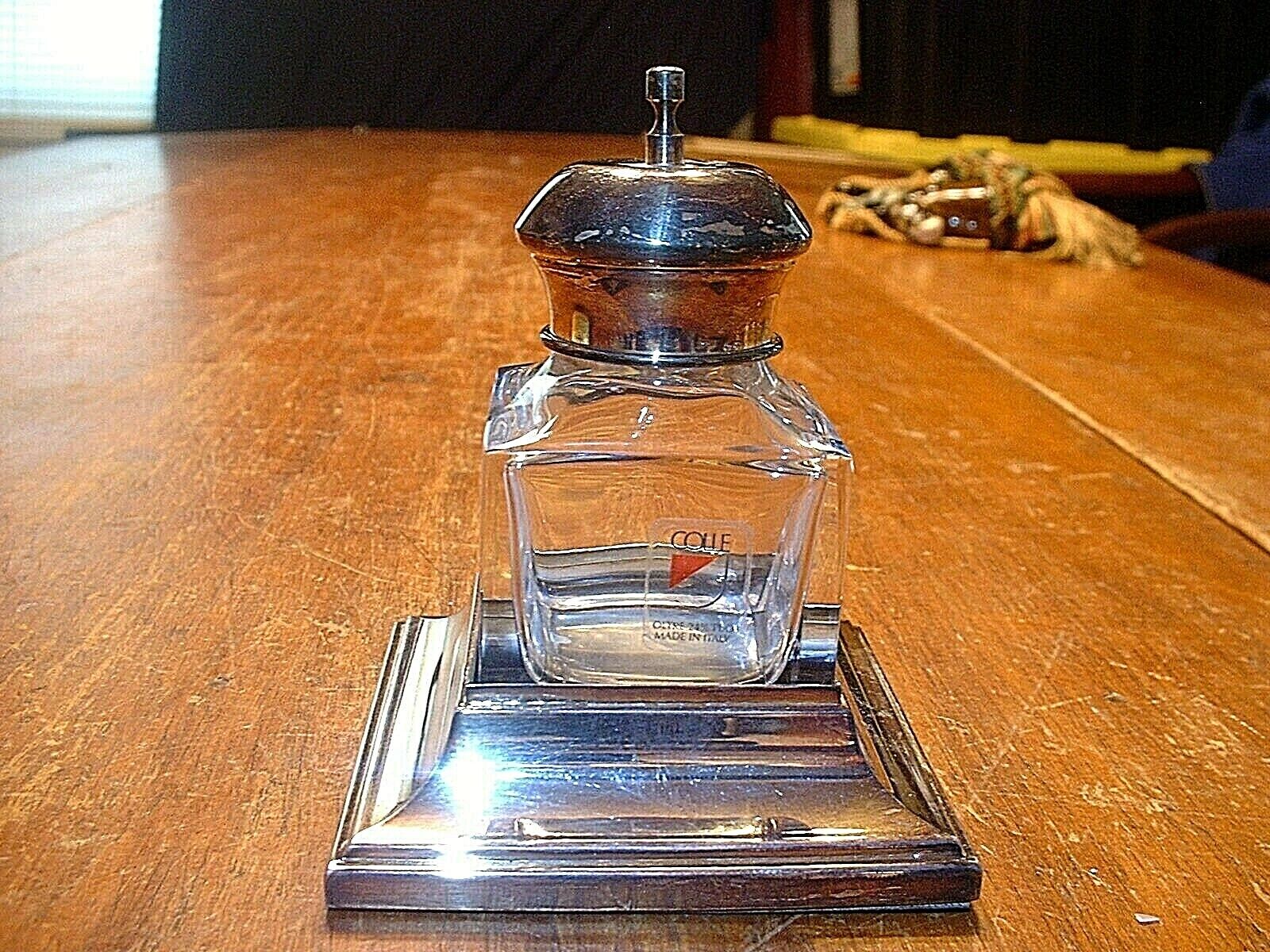 Vintage Italian Sterling & .800 Colle Inkwell & Stand #5