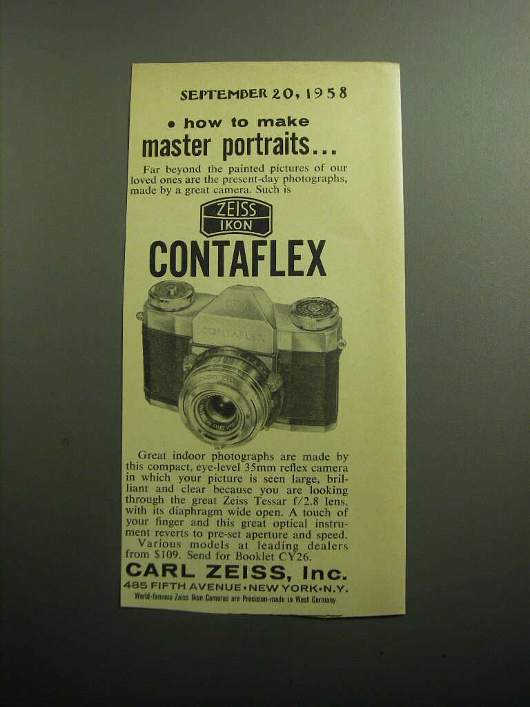 1958 Zeiss Contaflex Camera Advertisement - How to make Master Portraits