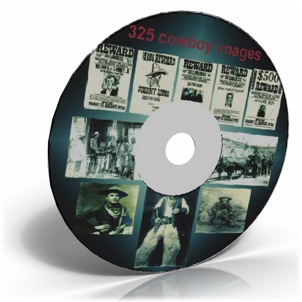 325 old west and cowboy images photo collection on an Art & Craft CD