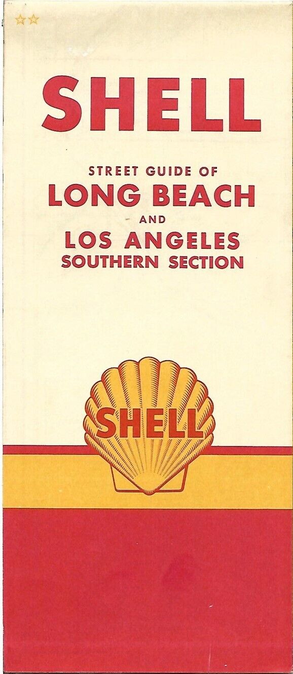 1960 SHELL OIL Road Map LONG BEACH Rainbow Pier The Pike Los Angeles California