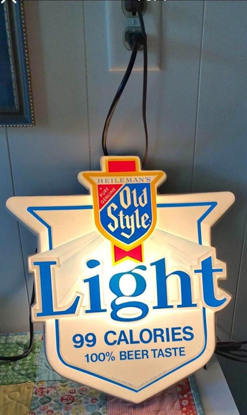 Vintage Old Style Light Lighted Beer Sign Heileman Brewing Co 1980 - TESTED
