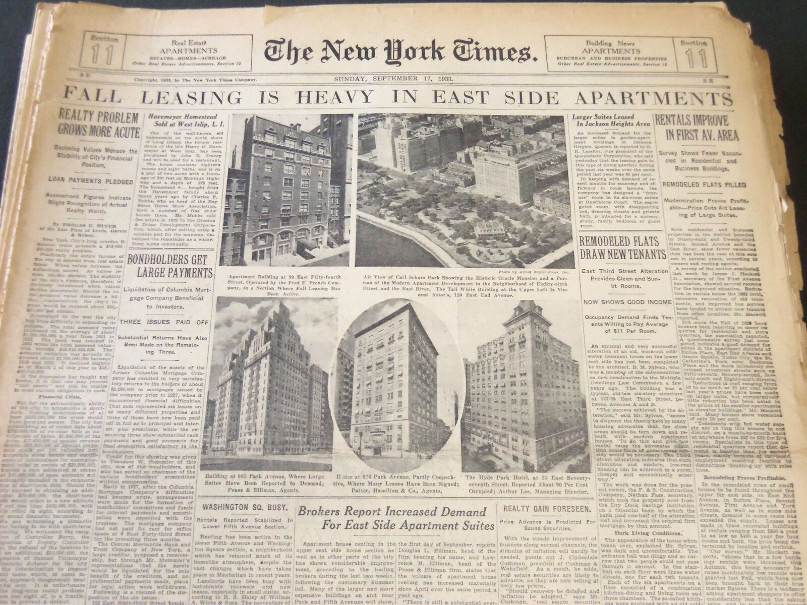 1933-1934 NEW YORK TIMES REAL ESTATE SECTIONS LOT OF 64 ISSUES - NTL 64