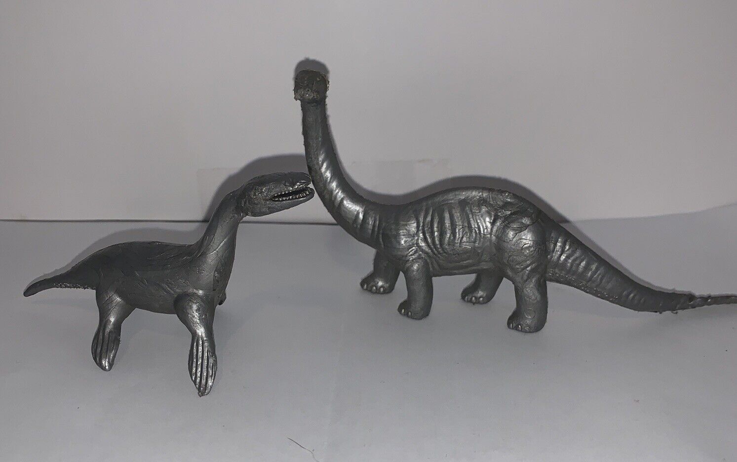 Vintage Marx Silver Kronosaurus Brontosaurus Dinosaur Plastic Toys Prehistoric