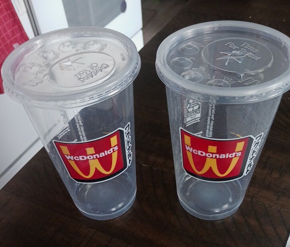 WcDonalds Anime Collaboration. 2x Med. Cups And Lids McDonald\'s Limited Edition