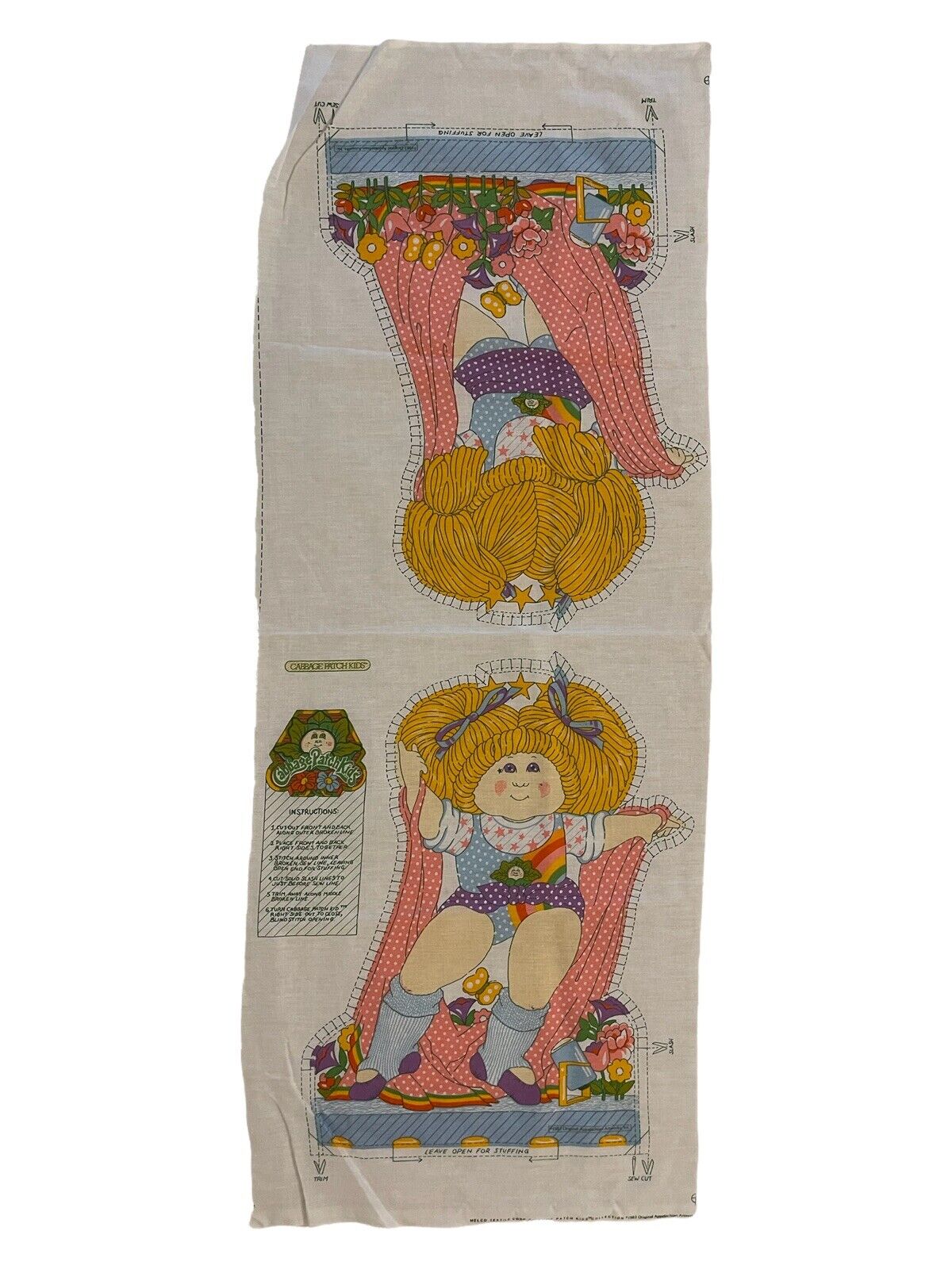 1983 Cabbage Patch Kids A Star Is Born Blonde Cut & Sew Pillow Pattern Fabric