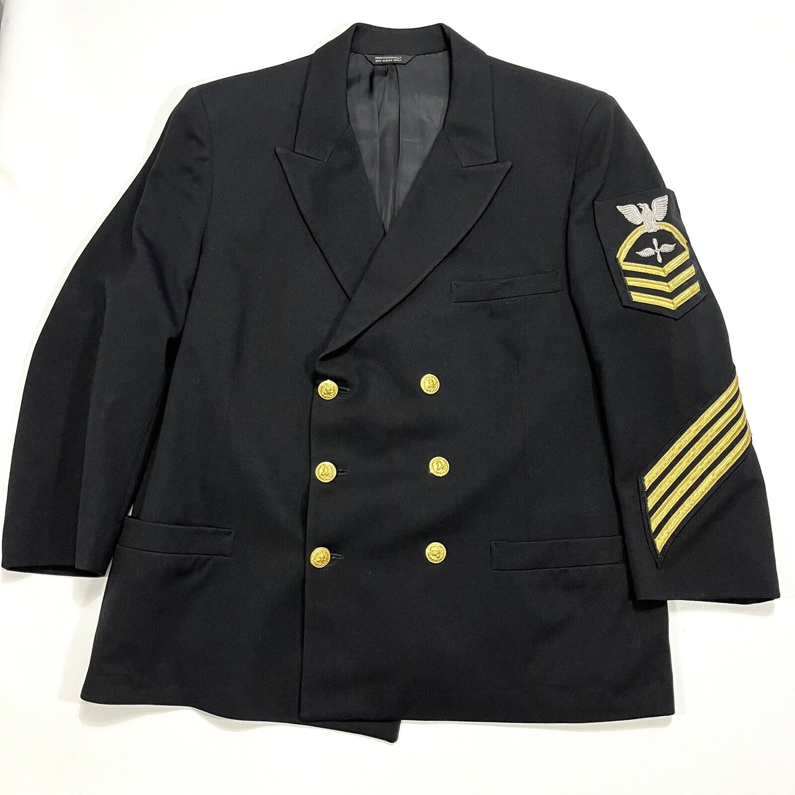 vintage USN United States Navy Chief Uniform Blazer Coat Jacket Mens 44S