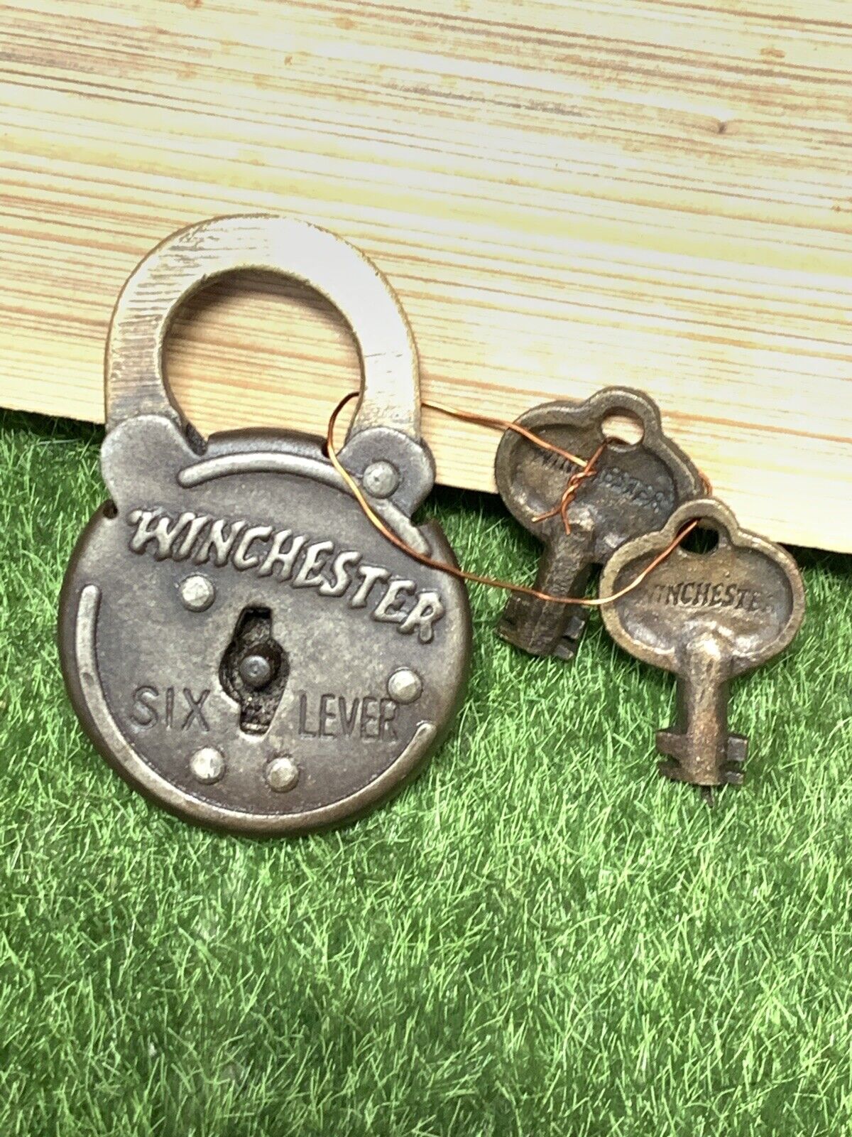 Winchester Repeating Arms Co. 6 Six Lever Padlock Lock & 2 Working Key Old West
