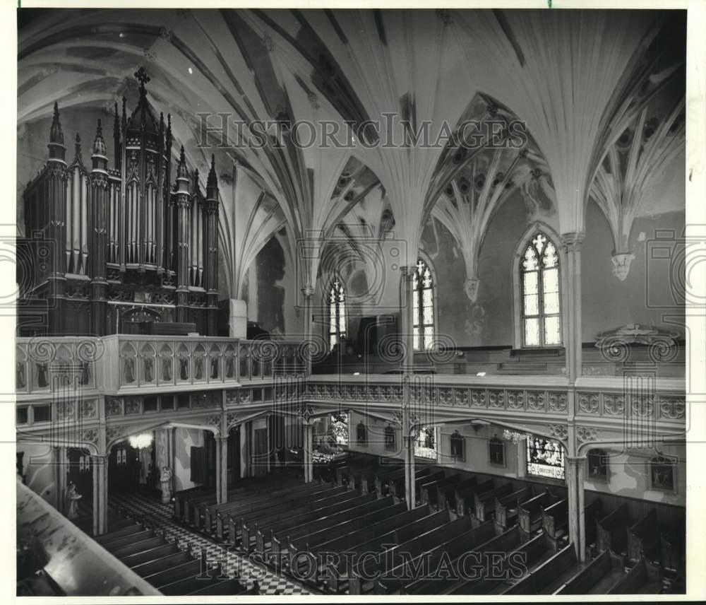 1988 Press Photo Massive Organ on Second-Level Balcony at St. Patrick\'s Church