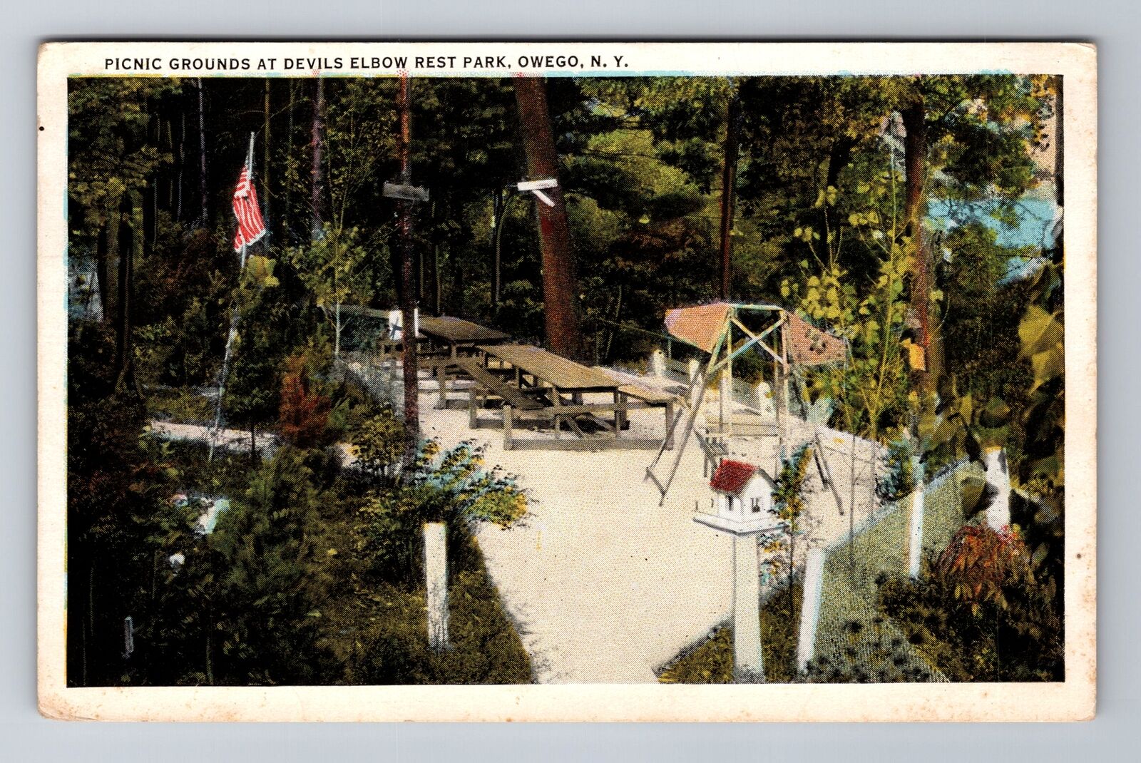 Owego NY-New York, Devils Elbow Rest Park, Antique c1932 Vintage Postcard