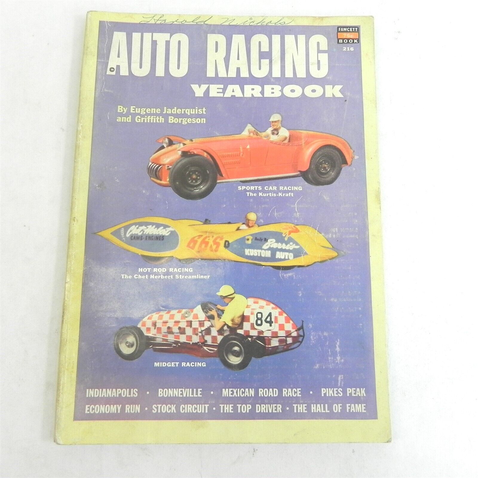 VINTAGE 1954 AUTO RACING YEARBOOK BY EUGENE JADERQUIST & GRIFFITH BORGESON