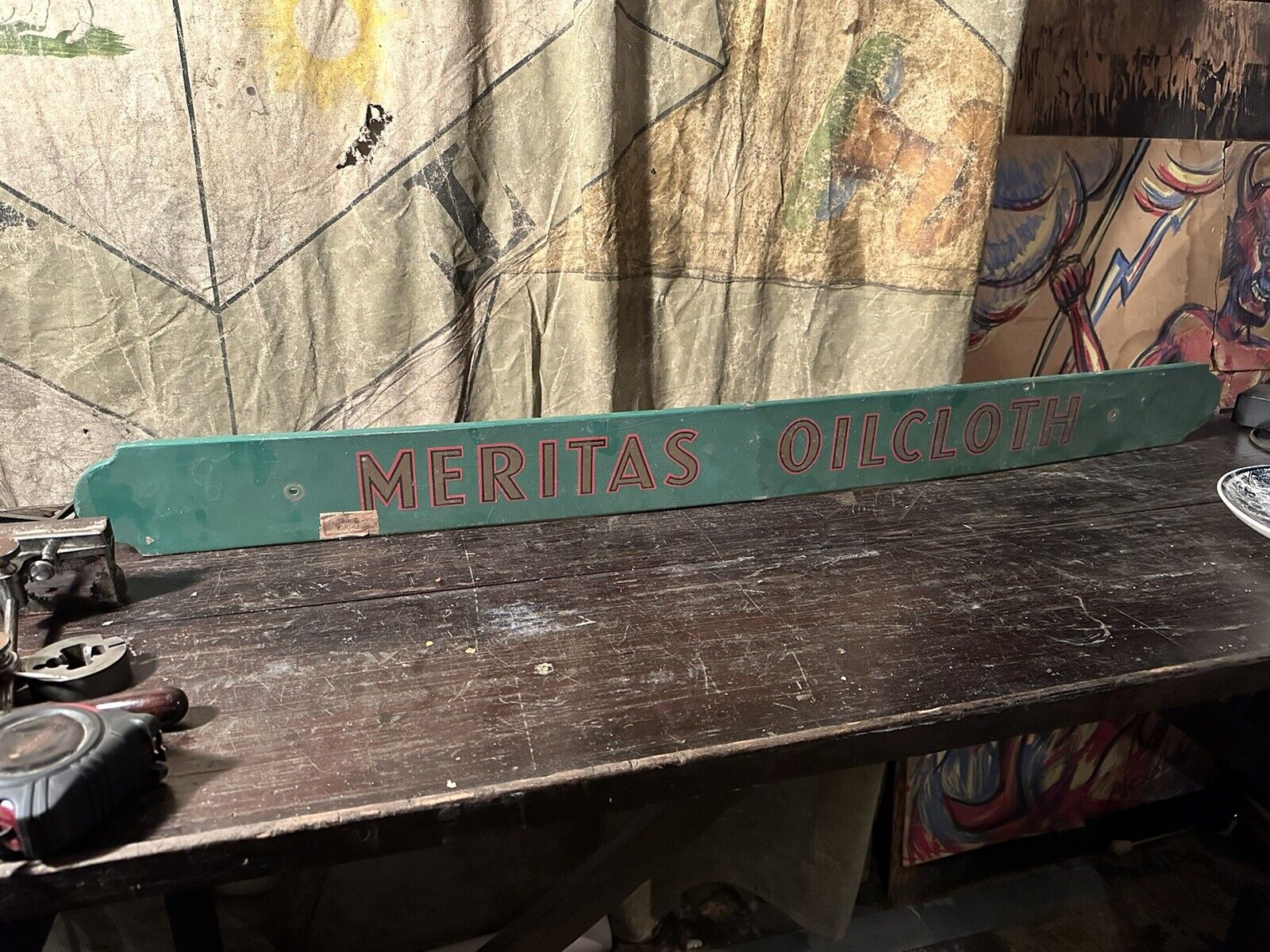 1920s Merita Oil Cloth Sign Rare Advertising Country Farmhouse General Store