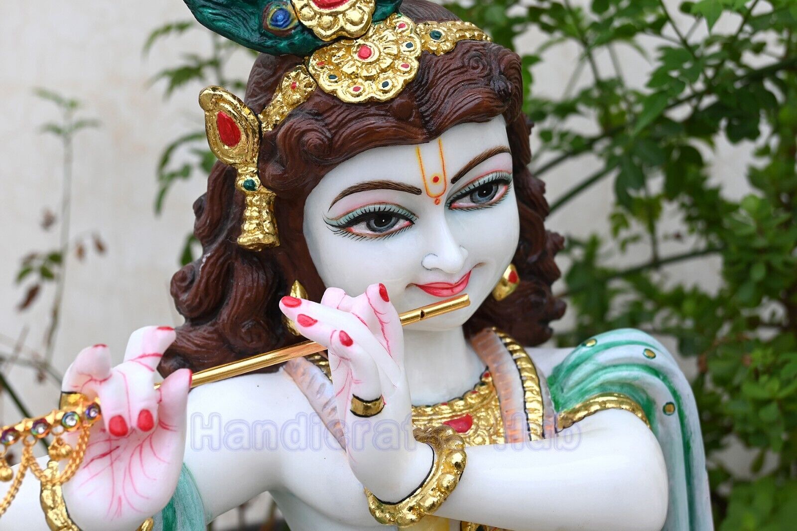 24 Inch White Marble Krishna Statue Krishan Moorti Idols Religious Sculptures 
