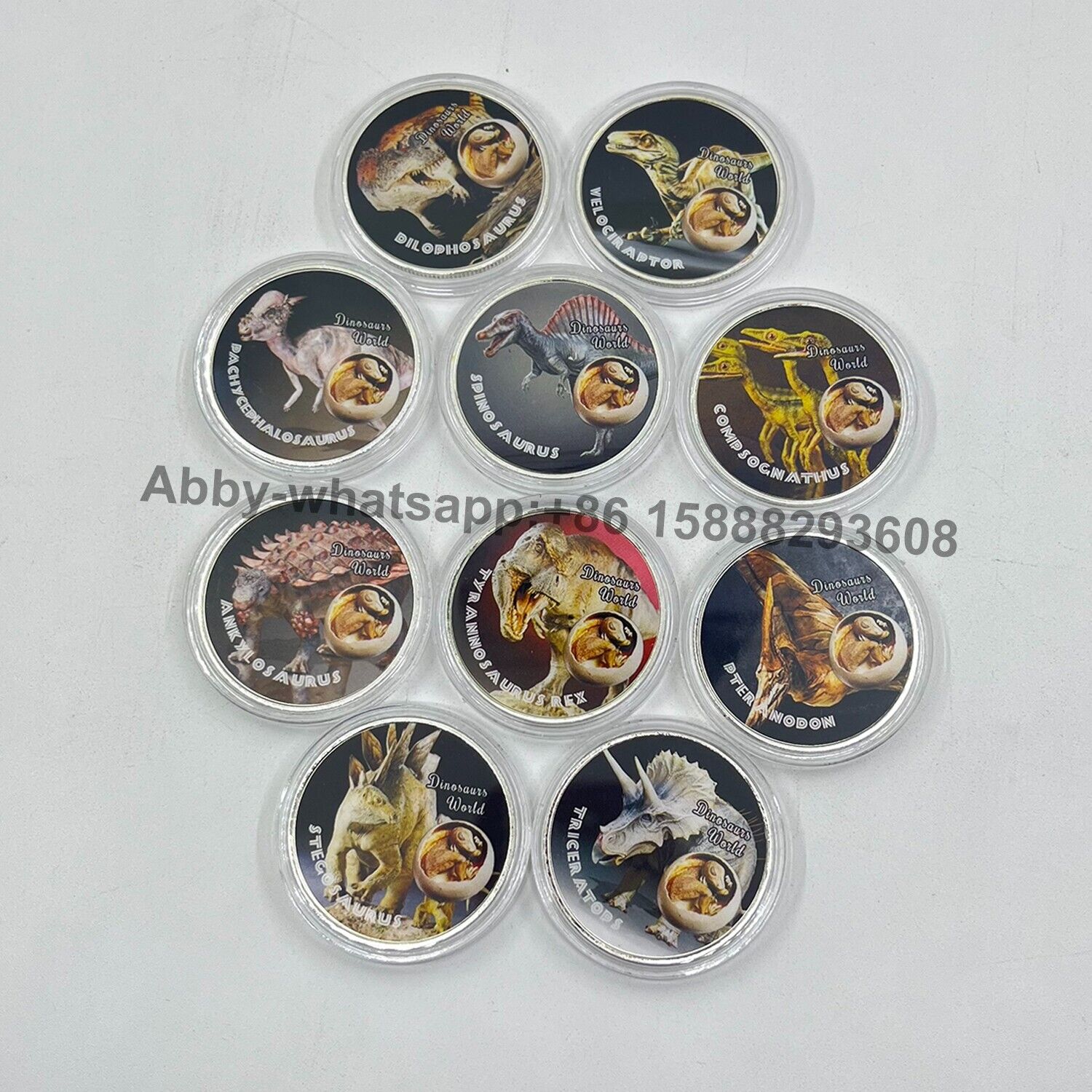 10pcs Dinosaur Silver Plated Coin Jurassic World Collectibles Challenge coin box