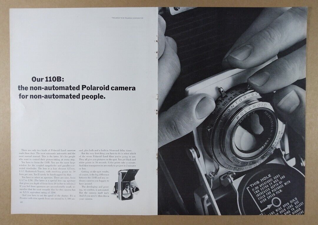 1965 Polaroid 110B Camera vintage print Ad