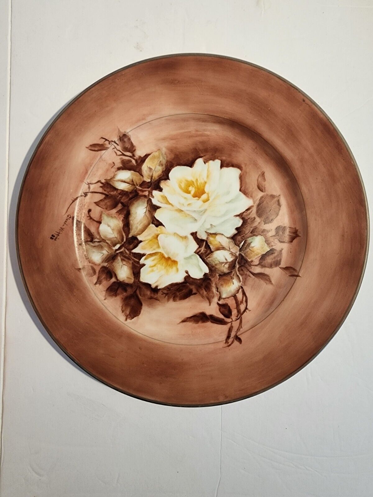 Vintage Decorative Plate, Palatine 6963, China, Flowers, signed Glenda Wiggins,