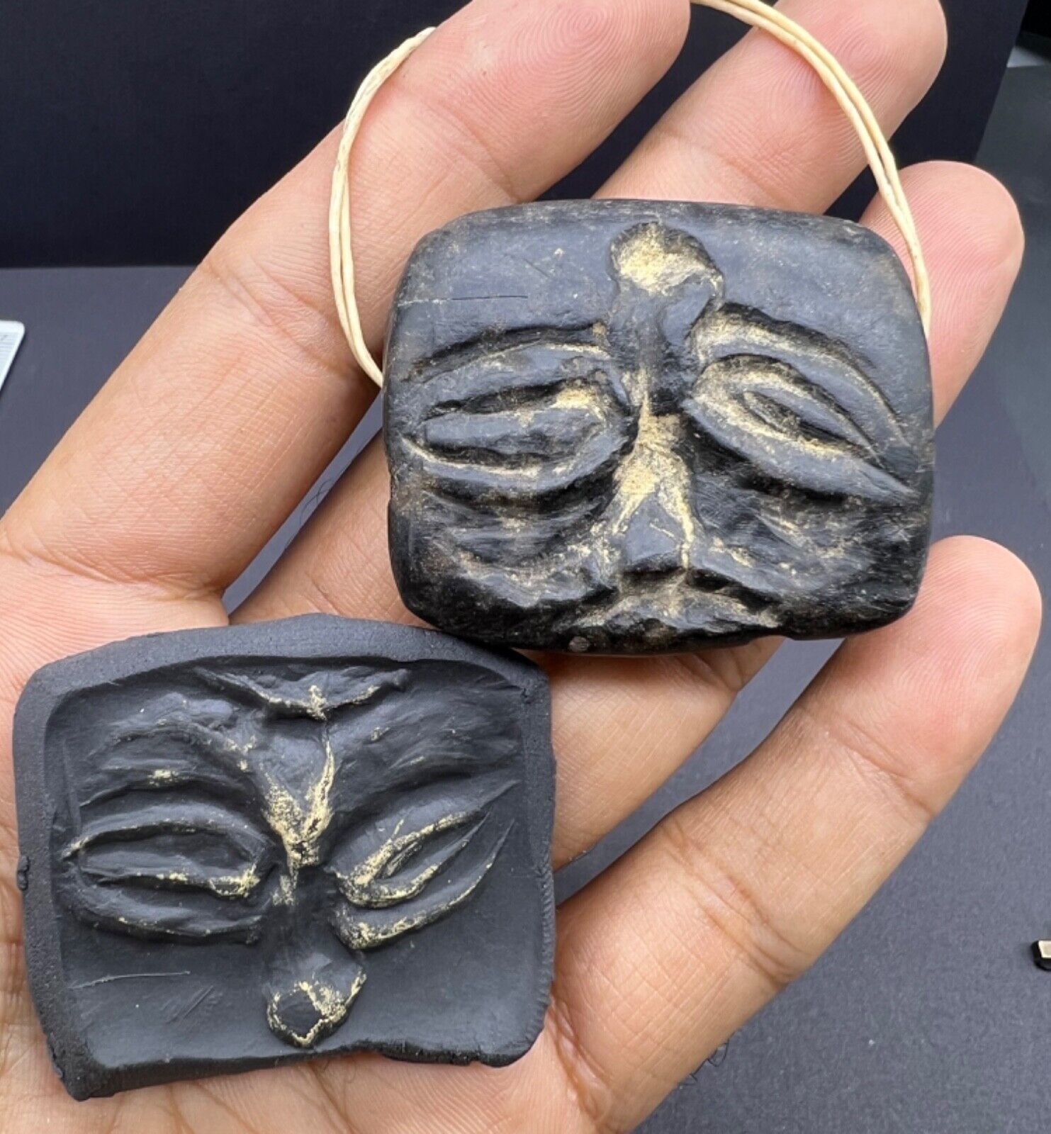 Authentic Old Bactrian Margarita Chorlite Stone Double Side Intaglio Amulet Bead