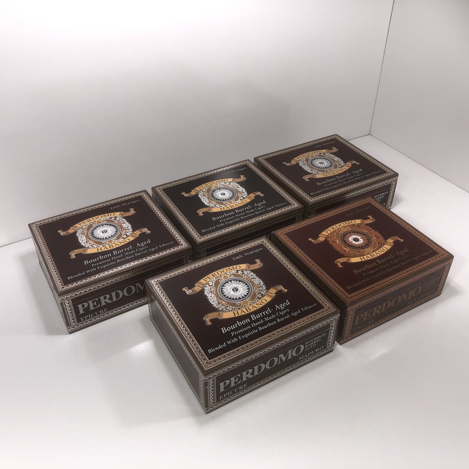Lot of 5 Perdomo Empty Wooden Cigar Boxes 7.75x7x3 #91