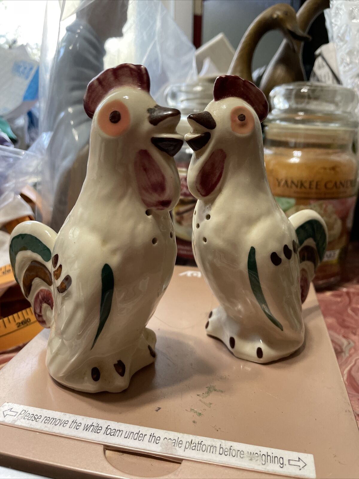 Vintage Shawnee Pottery Chicken Rooster Salt & Pepper Shakers 5 Inches
